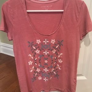 Lucky Brand Floral Pink Short Sleeve T-Shirt